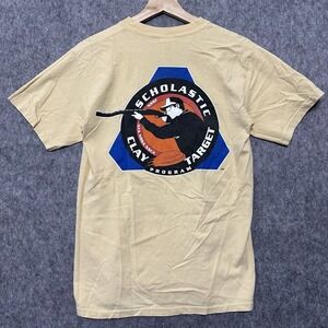 Vintage Scholastic Clay Target Program Men's T Shirt Size Small Yellow